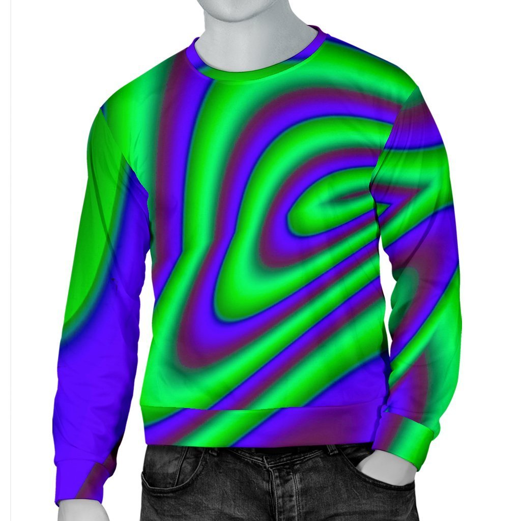 Purple Green Psychedelic Trippy Print Men's Crewneck Sweatshirt GearFrost