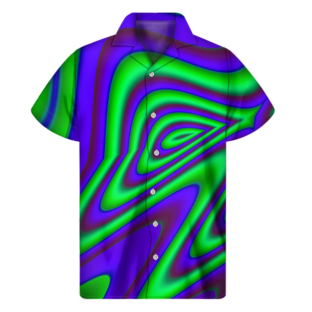 Purple Green Psychedelic Trippy Print Men's Short Sleeve Shirt