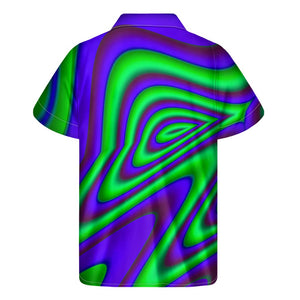 Purple Green Psychedelic Trippy Print Men's Short Sleeve Shirt