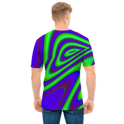 Purple Green Psychedelic Trippy Print Men's T-Shirt