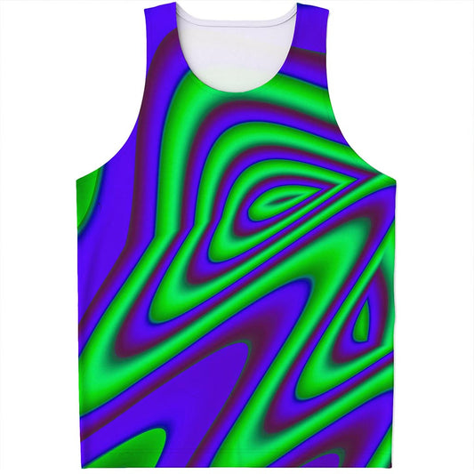 Purple Green Psychedelic Trippy Print Men's Tank Top