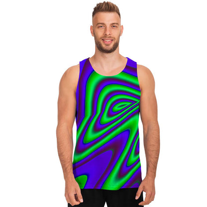 Purple Green Psychedelic Trippy Print Men's Tank Top