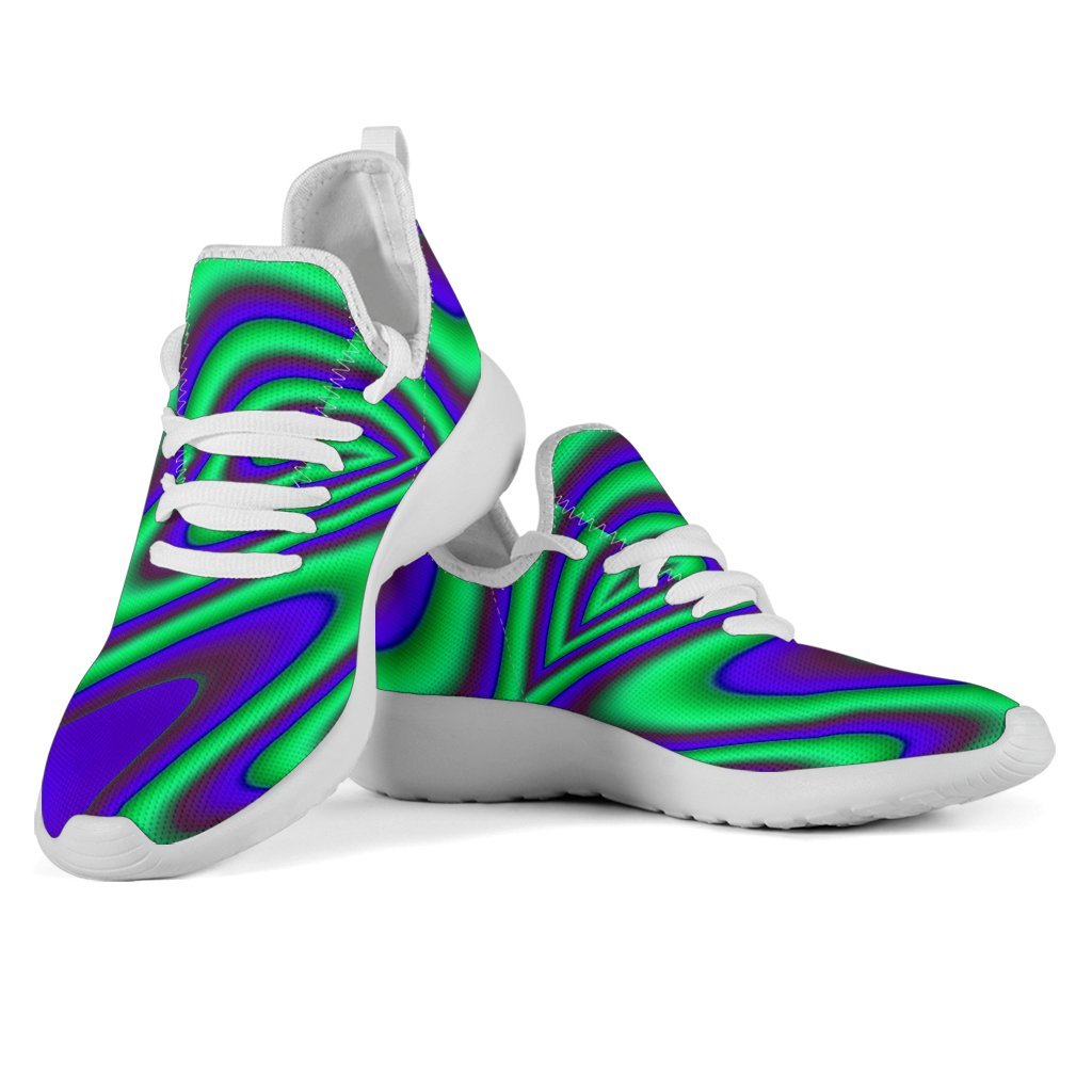 Purple Green Psychedelic Trippy Print Mesh Knit Shoes GearFrost