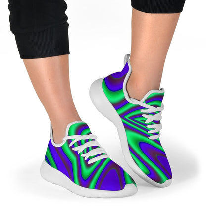 Purple Green Psychedelic Trippy Print Mesh Knit Shoes GearFrost