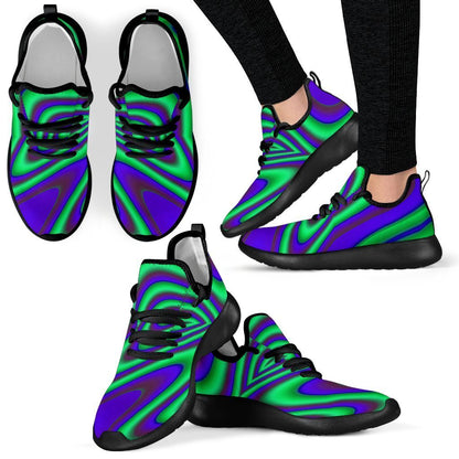Purple Green Psychedelic Trippy Print Mesh Knit Shoes GearFrost