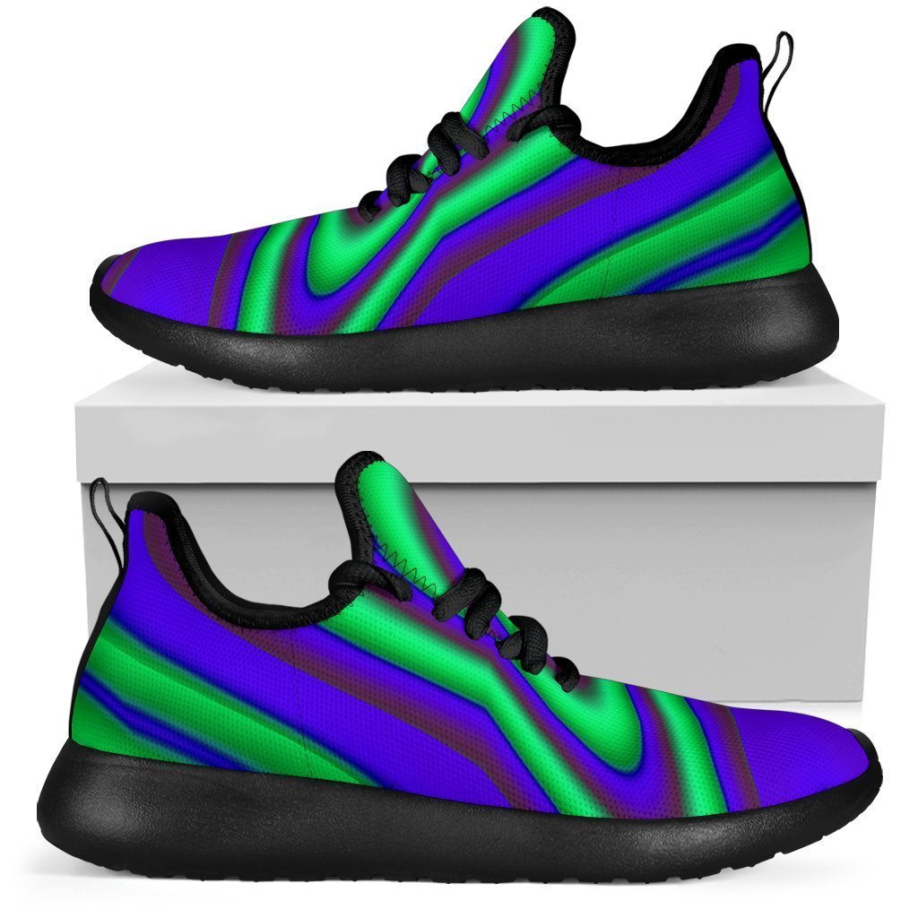 Purple Green Psychedelic Trippy Print Mesh Knit Shoes GearFrost
