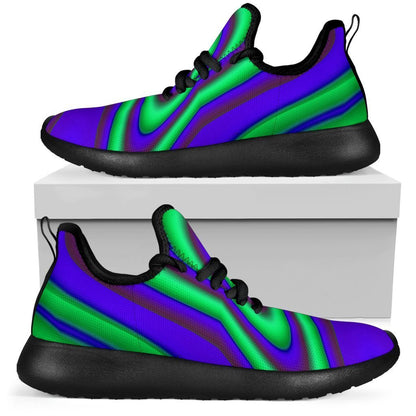 Purple Green Psychedelic Trippy Print Mesh Knit Shoes GearFrost