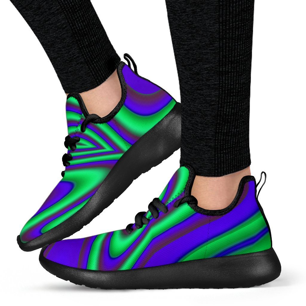 Purple Green Psychedelic Trippy Print Mesh Knit Shoes GearFrost