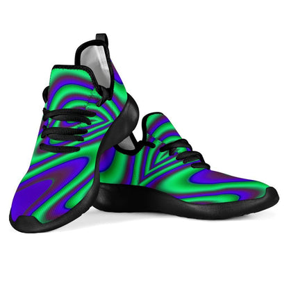 Purple Green Psychedelic Trippy Print Mesh Knit Shoes GearFrost