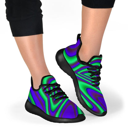 Purple Green Psychedelic Trippy Print Mesh Knit Shoes GearFrost
