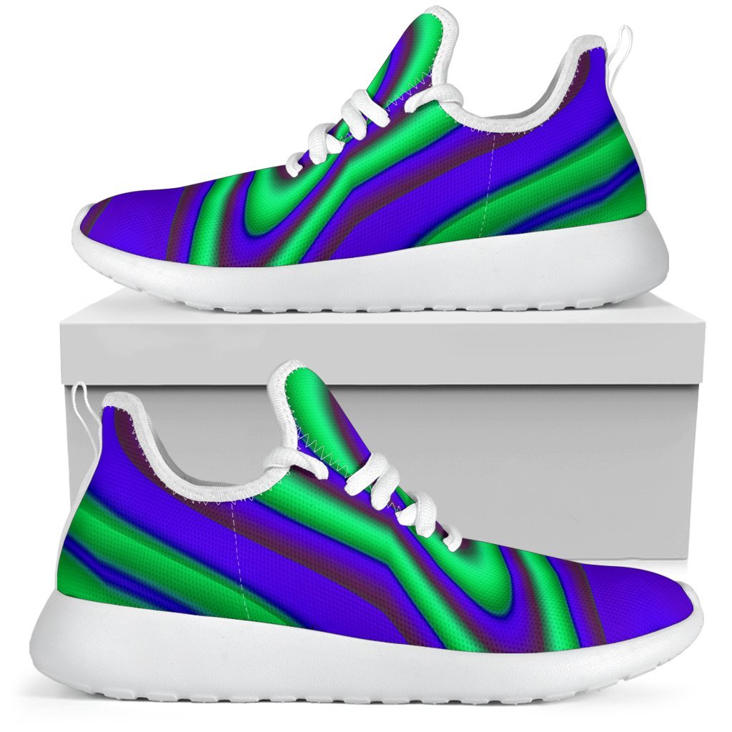 Purple Green Psychedelic Trippy Print Mesh Knit Shoes GearFrost