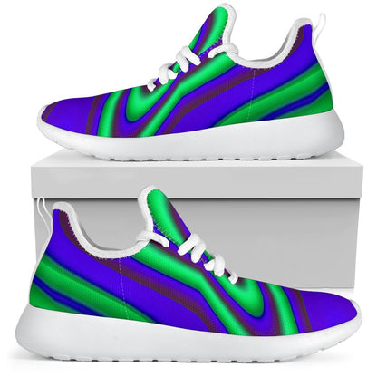 Purple Green Psychedelic Trippy Print Mesh Knit Shoes GearFrost