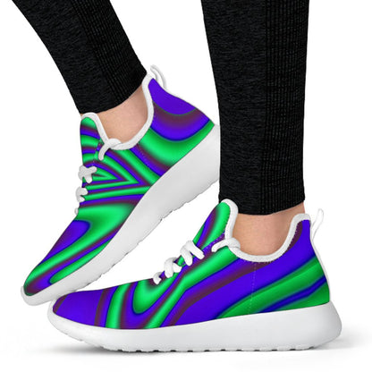 Purple Green Psychedelic Trippy Print Mesh Knit Shoes GearFrost