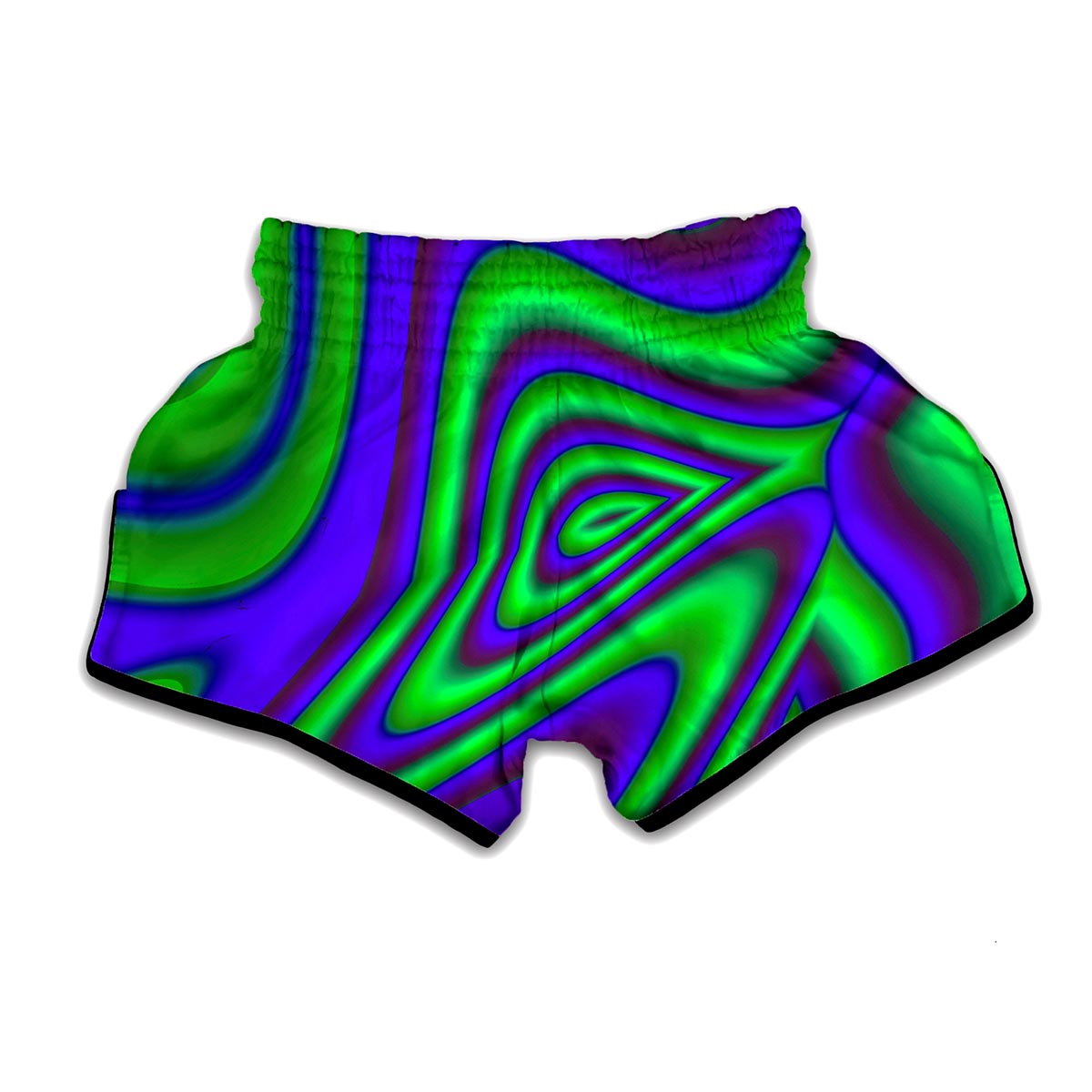 Purple Green Psychedelic Trippy Print Muay Thai Boxing Shorts
