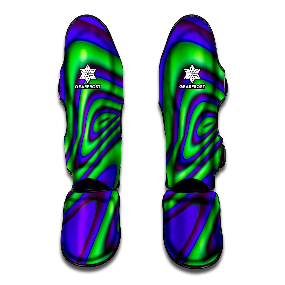 Purple Green Psychedelic Trippy Print Muay Thai Shin Guard
