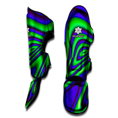 Purple Green Psychedelic Trippy Print Muay Thai Shin Guard