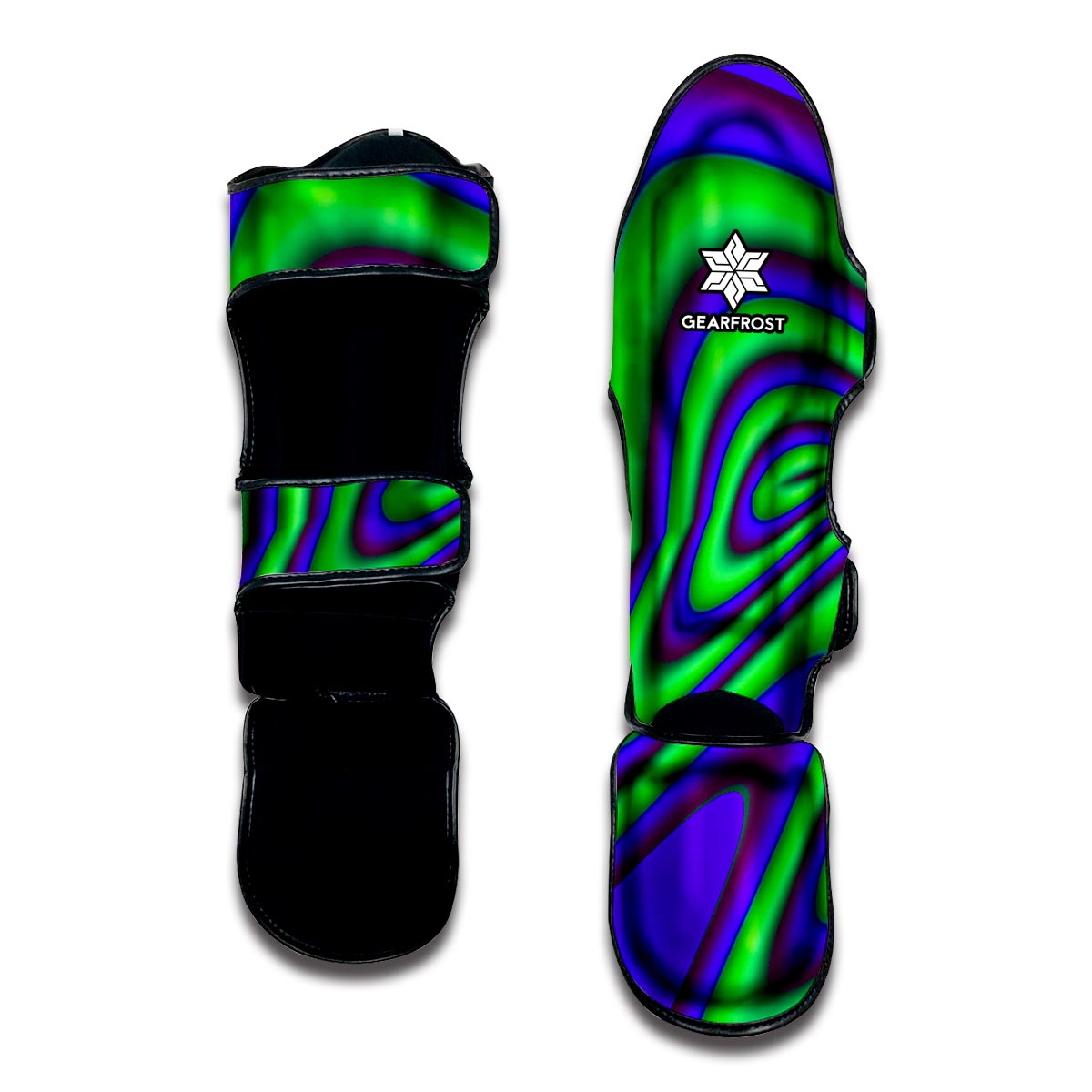 Purple Green Psychedelic Trippy Print Muay Thai Shin Guard