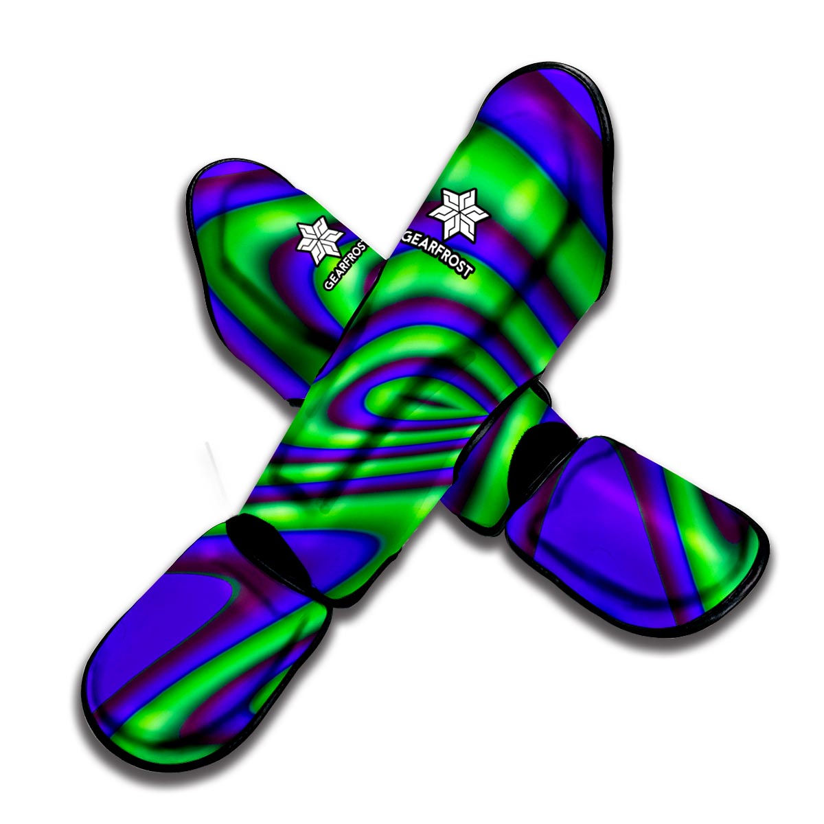 Purple Green Psychedelic Trippy Print Muay Thai Shin Guard