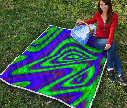 Purple Green Psychedelic Trippy Print Quilt