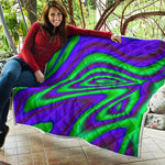 Purple Green Psychedelic Trippy Print Quilt
