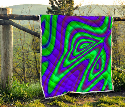 Purple Green Psychedelic Trippy Print Quilt