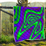 Purple Green Psychedelic Trippy Print Quilt