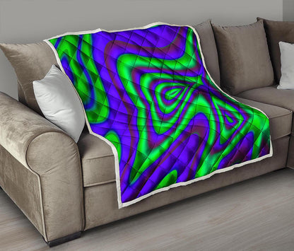 Purple Green Psychedelic Trippy Print Quilt