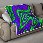 Purple Green Psychedelic Trippy Print Quilt