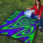 Purple Green Psychedelic Trippy Print Quilt