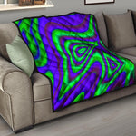 Purple Green Psychedelic Trippy Print Quilt