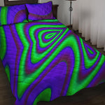 Purple Green Psychedelic Trippy Print Quilt Bed Set