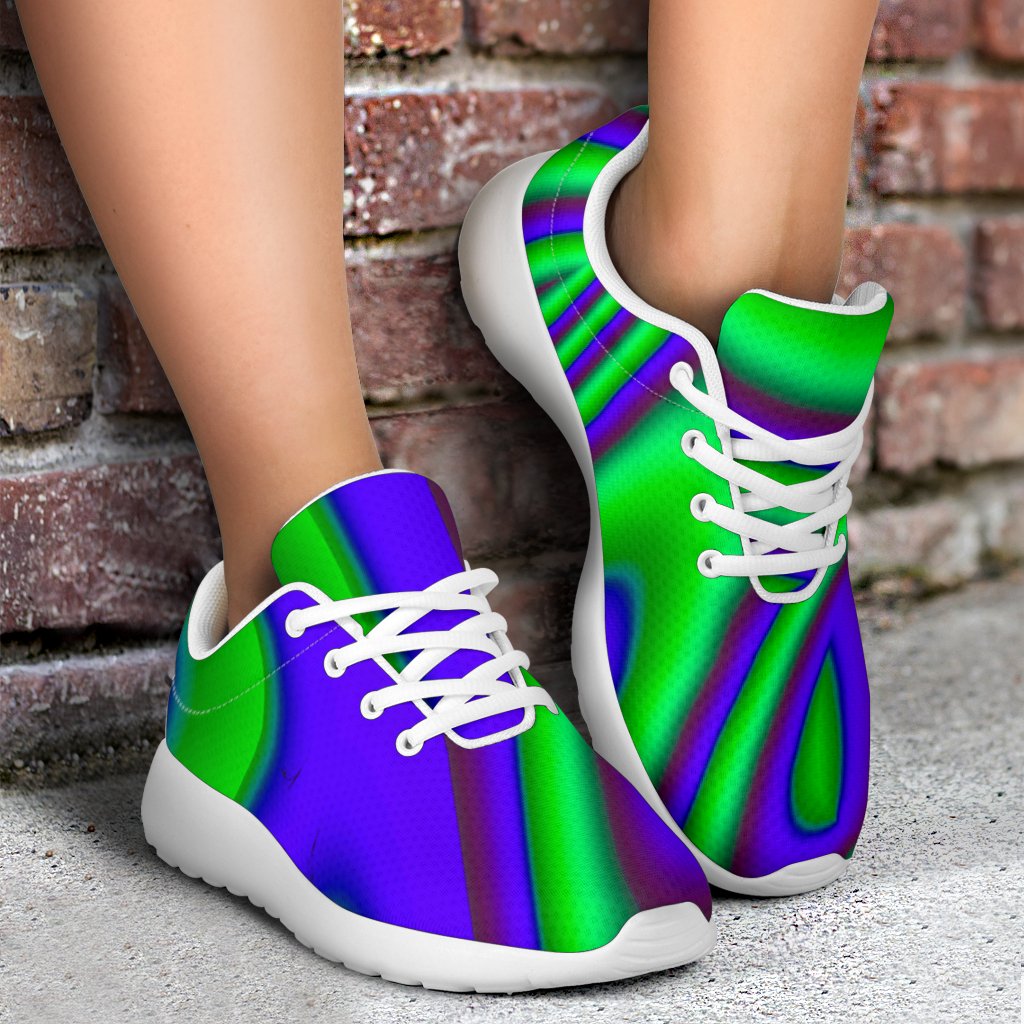 Purple Green Psychedelic Trippy Print Sport Shoes GearFrost