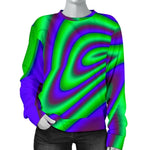 Purple Green Psychedelic Trippy Print Women's Crewneck Sweatshirt GearFrost