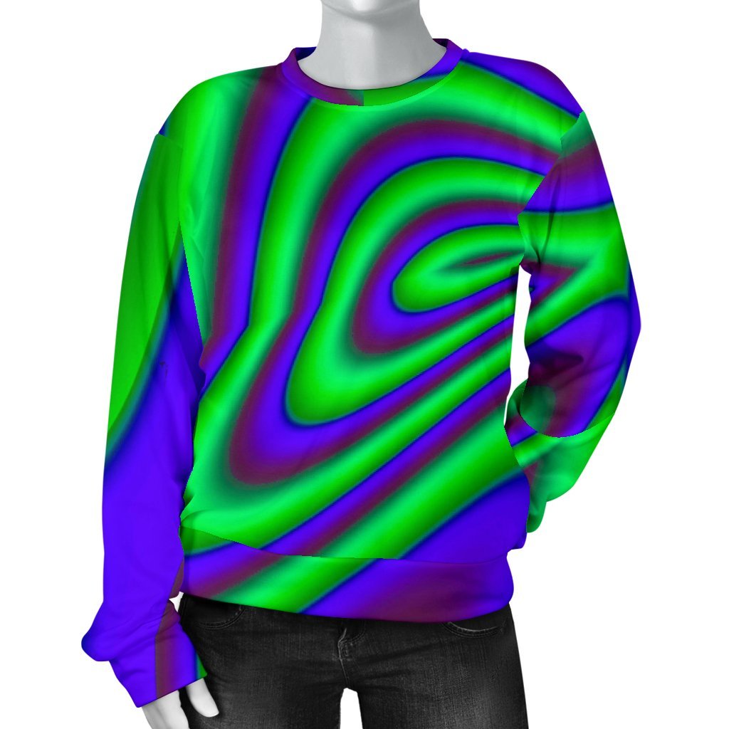Purple Green Psychedelic Trippy Print Women's Crewneck Sweatshirt GearFrost