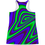 Purple Green Psychedelic Trippy Print Women's Racerback Tank Top
