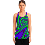 Purple Green Psychedelic Trippy Print Women's Racerback Tank Top