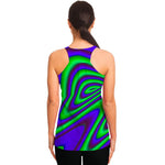 Purple Green Psychedelic Trippy Print Women's Racerback Tank Top