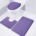 Purple Grey And White Tattersall Print 3 Piece Bath Mat Set