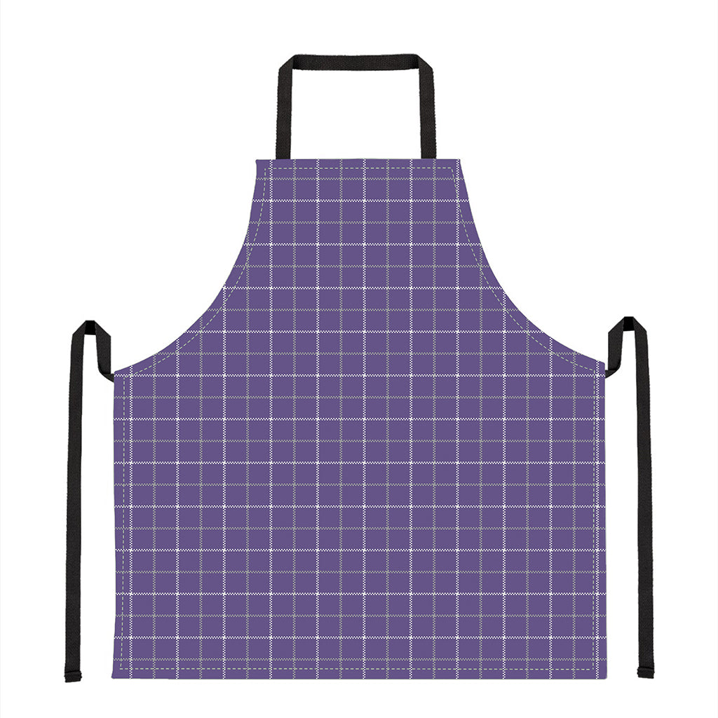 Purple Grey And White Tattersall Print Apron
