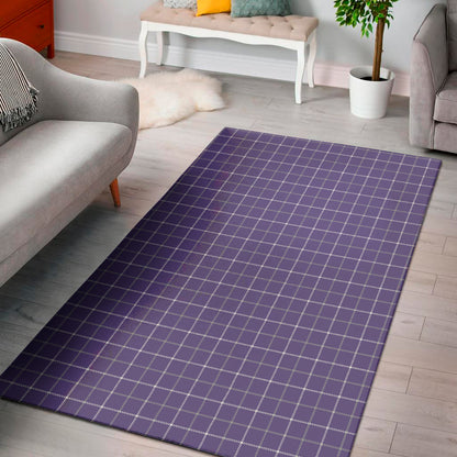 Purple Grey And White Tattersall Print Area Rug