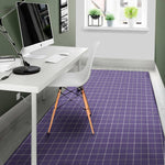 Purple Grey And White Tattersall Print Area Rug