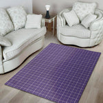 Purple Grey And White Tattersall Print Area Rug