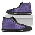 Purple Grey And White Tattersall Print Black High Top Sneakers