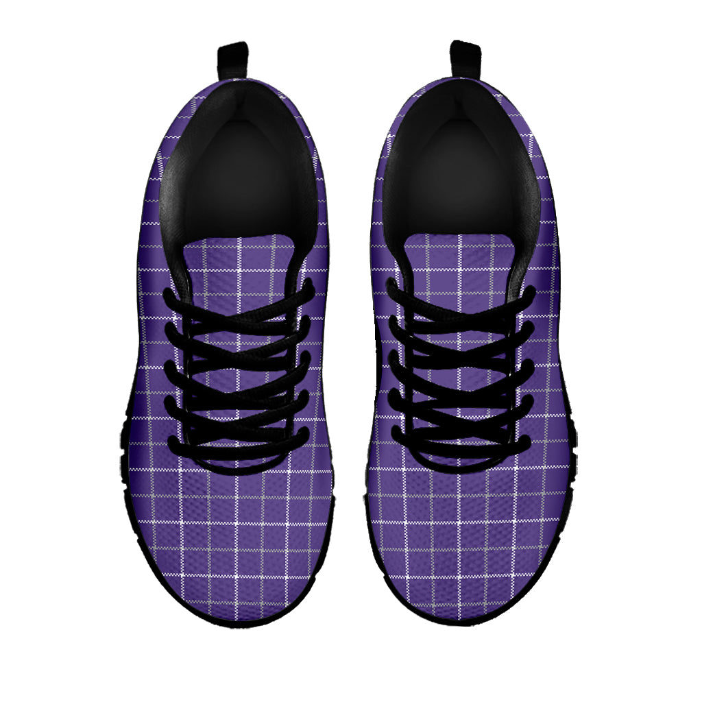Purple Grey And White Tattersall Print Black Sneakers