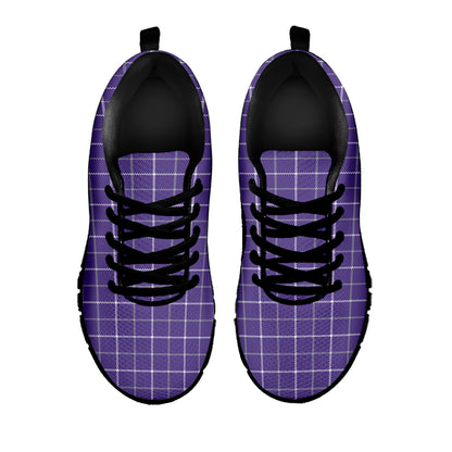 Purple Grey And White Tattersall Print Black Sneakers