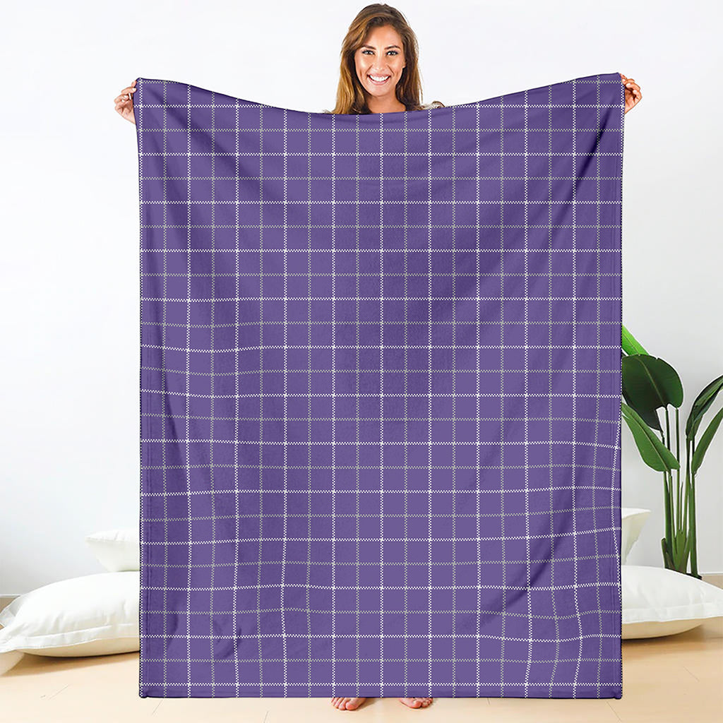 Purple Grey And White Tattersall Print Blanket