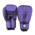 Purple Grey And White Tattersall Print Boxing Gloves