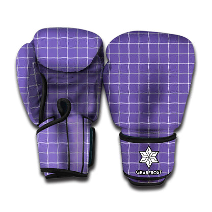 Purple Grey And White Tattersall Print Boxing Gloves
