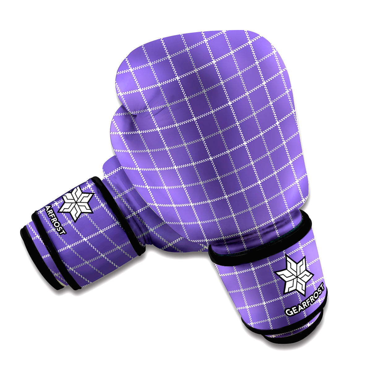 Purple Grey And White Tattersall Print Boxing Gloves