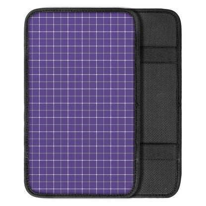 Purple Grey And White Tattersall Print Car Center Console Cover
